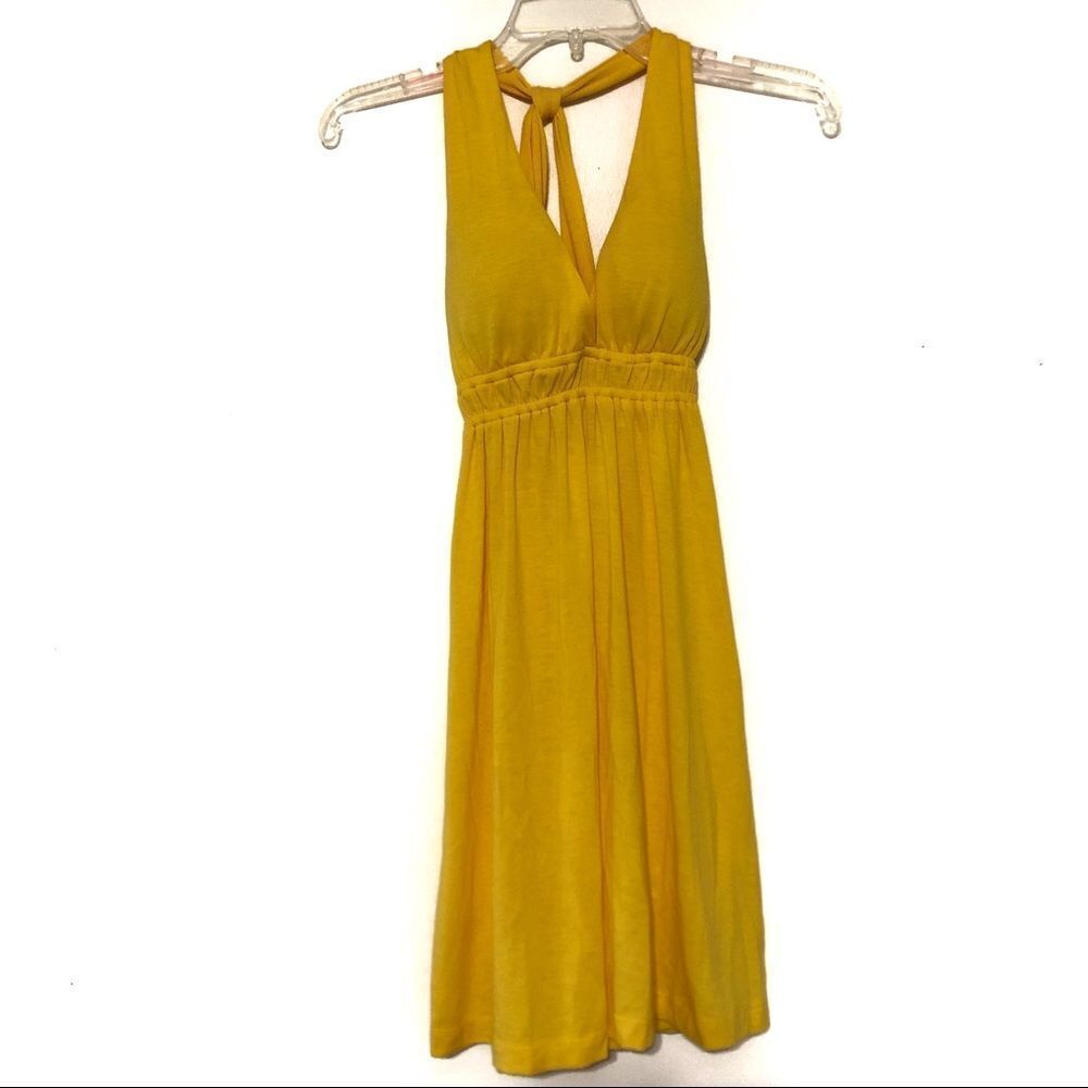 Derek Heart sleeveless solid yellow halter dress,